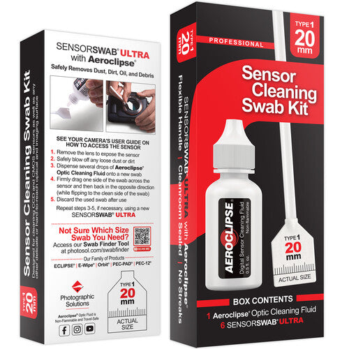 Photographic Solutions Sensor Cleaning Swab Kit (20mm Swab, Aeroclipse Solution)