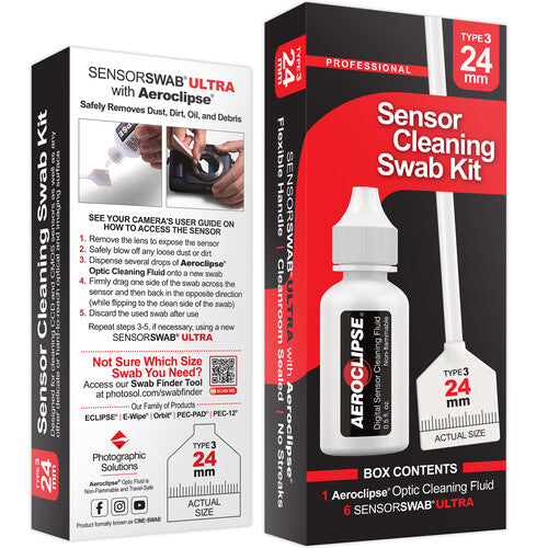 Photographic Solutions Sensor Cleaning Swab Kit (24mm Swab, Aeroclipse Solution)