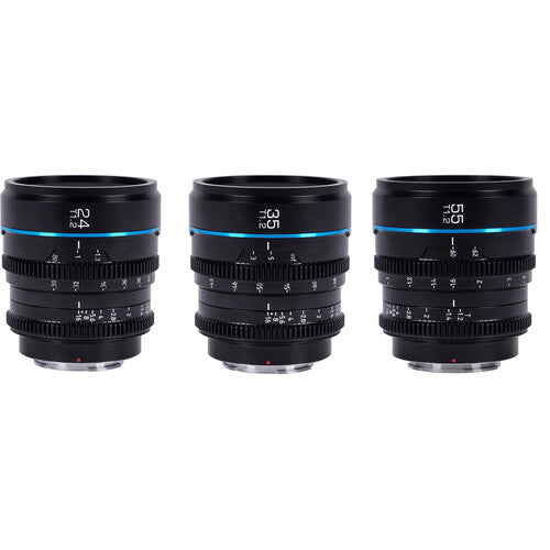 Sirui Nightwalker Series 24mm + 35mm + 55mm T1.2 S35 Manual Focus Cine Lens  (RF Mount, Black)
