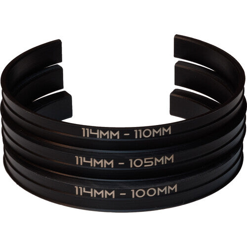 The Lens Cuff 114mm Adapter Ring Set for 110mm, 105mm and 100mm Lens Barrel Diameters