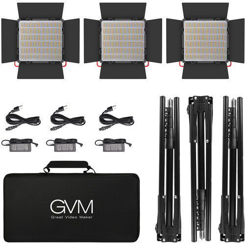 GVM RGB LED Studio Video Bi-Color Soft 1200D 3-Light Kit