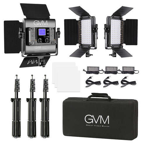 GVM 800D-RGB LED Studio 3-Video Light Kit