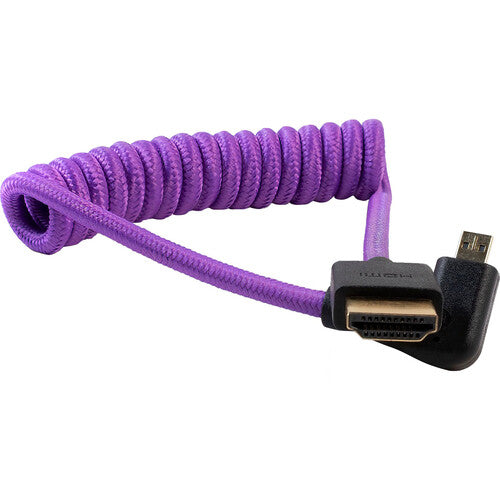 Kondor Blue Gerald Undone Braided Coiled High-Speed Right-Angle Micro-HDMI to HDMI Cable for Select Sony & Fuji Cameras (Limited Purple Edition, 12 to 24")