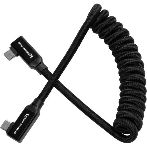 Kondor Blue 12 to 24" Coiled USB-C Right Angle Braided Cable (Black)