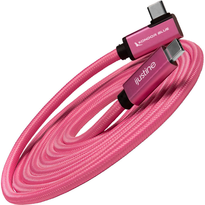 Kondor Blue iJustine Male USB-C 3.2 Gen 2 Right Angle Cable (6', Pink)