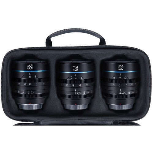 Sirui Nightwalker Series 24mm + 35mm + 55mm T1.2 S35 Manual Focus Cine Lens (MFT Mount, Black)