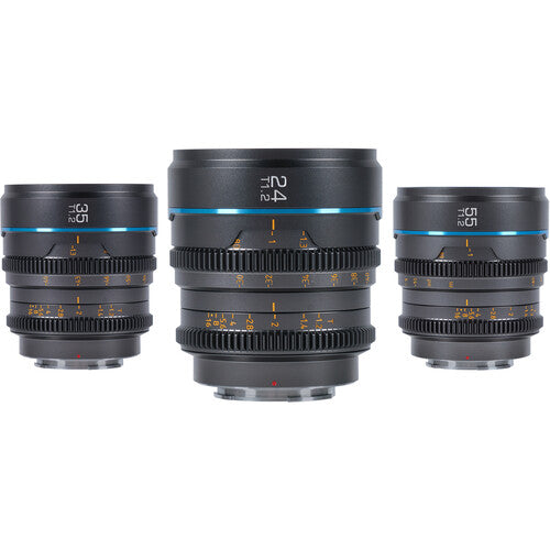 Sirui Nightwalker Series 24mm + 35mm + 55mm T1.2 S35 Manual Focus Cine Lens (E Mount, Gunmetal Gray)