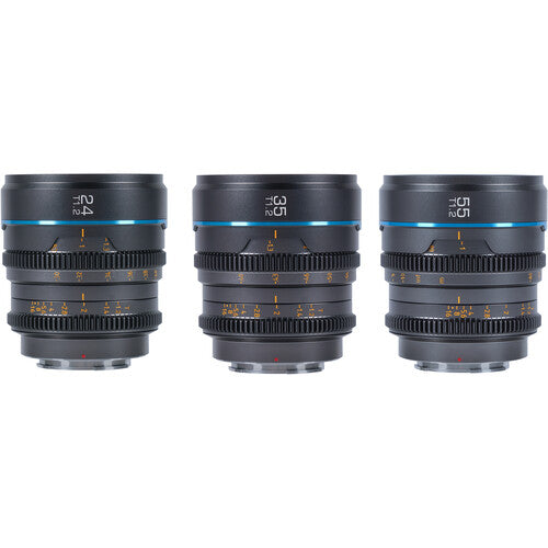 Sirui Nightwalker Series 24mm + 35mm + 55mm T1.2 S35 Manual Focus Cine Lens (X-Mount, Gunmetal Gray)