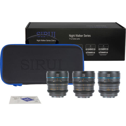 Sirui Nightwalker Series 24mm + 35mm + 55mm T1.2 S35 Manual Focus Cine Lens (RF Mount, Gunmetal Gray)