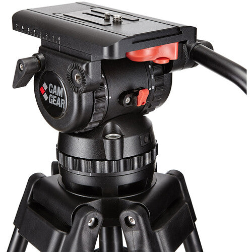 Camgear V15P Fluid Head & ENG/AL2 Aluminum Tripod with Ground Spreader System