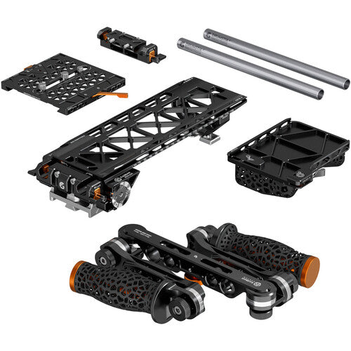 Bright Tangerine KASBAH Atman Shoulder Rig Narrow VCT-14 Kit with Single-Axis Shoulder Pad, Universal BUD Plate & Dual Handgrips