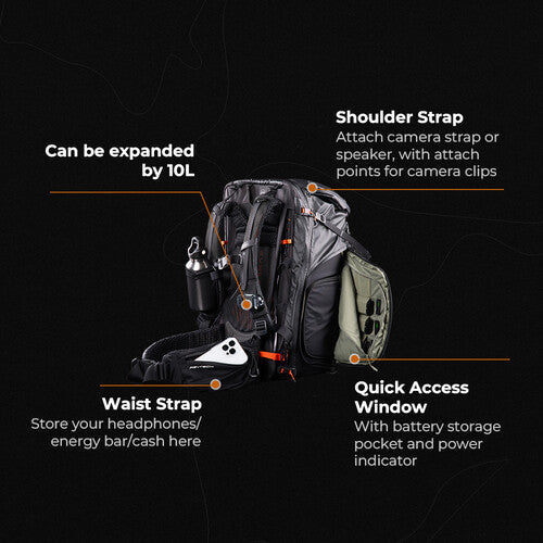PGYTECH OnePro Flex Backpack with Large Camera Insert (Space Black, 50L)