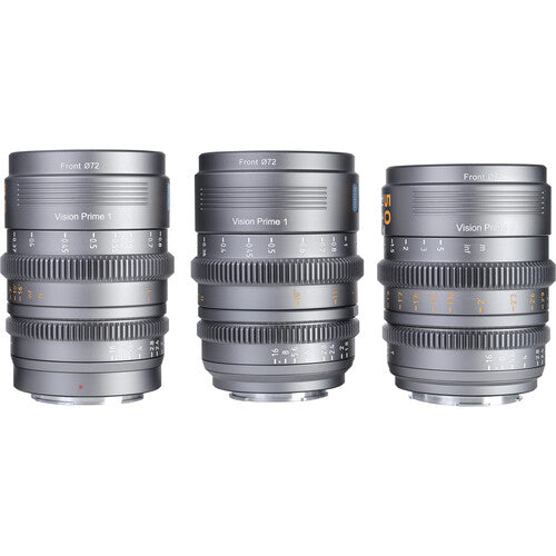 Sirui VP-1 Vision Prime T1.4 Full-Frame Cine 3-Lens Kit (Multi-Mount, Metal Gray)