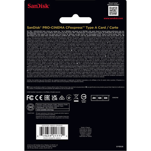 SanDisk 480GB PRO-CINEMA CFexpress Type A Memory Card