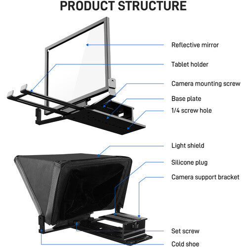 GVM Teleprompter TQ-MB for Tablets & Smartphones with Remote Control