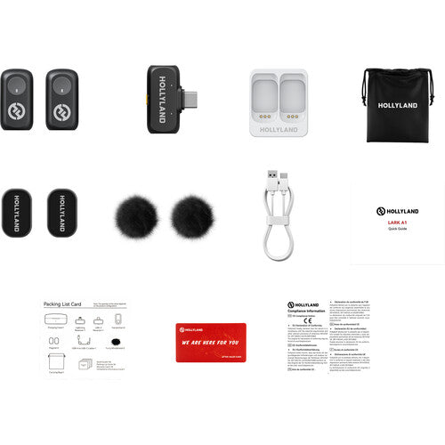 Hollyland LARK A1 Mini Duo 2-Person Wireless Microphone System with USB-C Connector for Mobile Devices (Space Gray, 2.4 GHz)