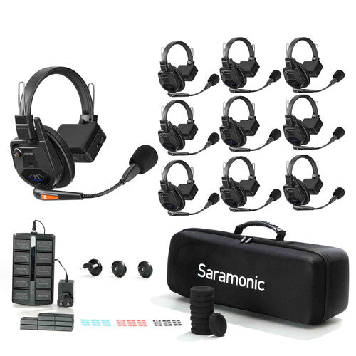 Saramonic WiTalk9-9S 9-Person Full-Duplex Wireless Intercom System with Single-Ear Headsets (1.9 GHz)