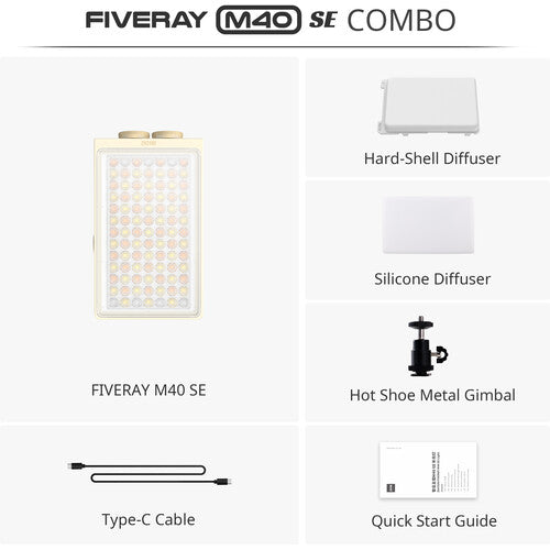 Zhiyun FIVERAY M40 SE Bi-Color LED Light Panel with Accessories Kit