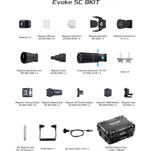 Nanlux Evoke 5C RGB LED Spotlight (8-Light Kit)