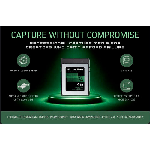 Glyph Technologies 4TB Capture+ CFexpress 4.0 Type B Memory Card
