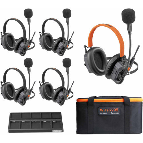 Saramonic WITALK9X-5H 5-Person Helmet-Style 1.9 GHz Dual-Ear Headset Intercom System