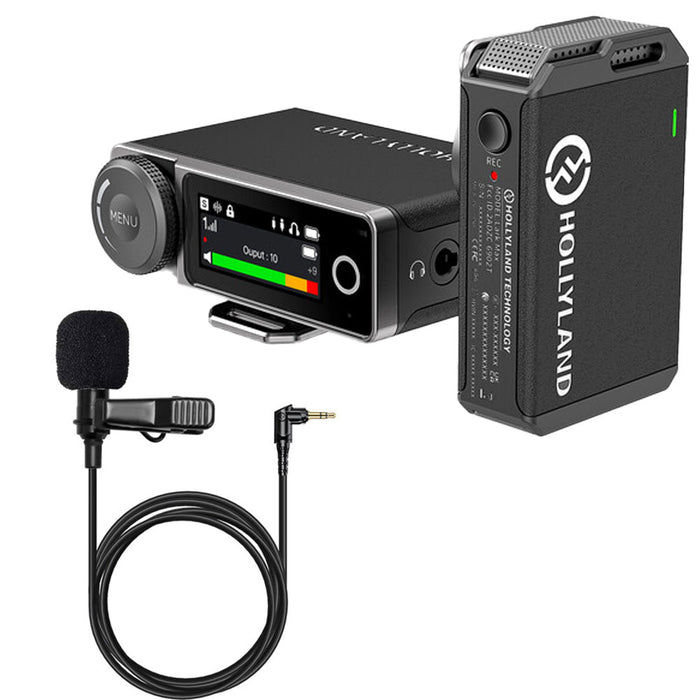 Hollyland LARK MAX Solo Wireless Microphone System (2.4 GHz, Black) with HL-OLM02 Omnidirectional Lavalier Microphone Kit