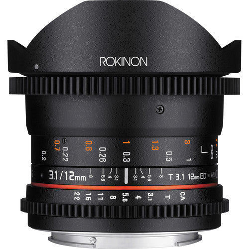 Rokinon 12mm T3.1 ED AS IF NCS UMC Cine DS Fisheye Lens for Canon EF Mount