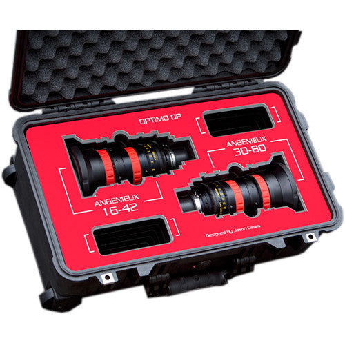 Jason Cases Protective Case for Angenieux Optimo DP 16-42mm & 30-80mm Lens (Red Overlay)