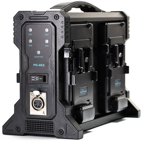 IndiPRO Tools 4-Bay Pro Battery Charger for Four V-Mount Batteries
