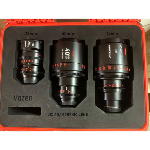Vazen 28, 40, 65mm 1.8x Anamorphic Lens Bundle with Case (MFT Mount)