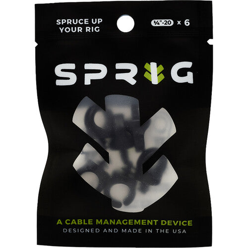 Sprig Cable Management Device for 1/4"-20 Threaded Holes (6-Pack, Black)