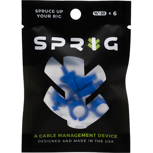 Sprig Cable Management Device for 1/4"-20 Threaded Holes (6-Pack, Blue)