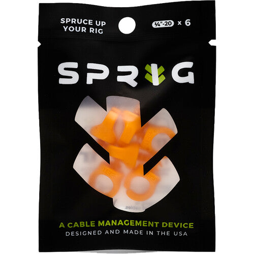 Sprig Cable Management Device for 1/4"-20 Threaded Holes (6-Pack, Orange)