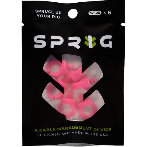 Sprig Cable Management Device for 1/4"-20 Threaded Holes (6-Pack, Pink)