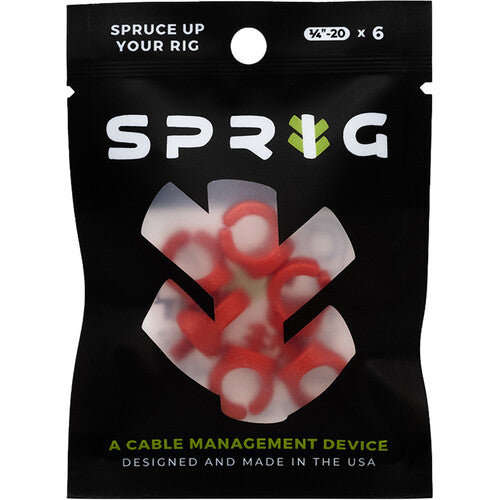 Sprig Cable Management Device for 1/4"-20 Threaded Holes (6-Pack, Green)