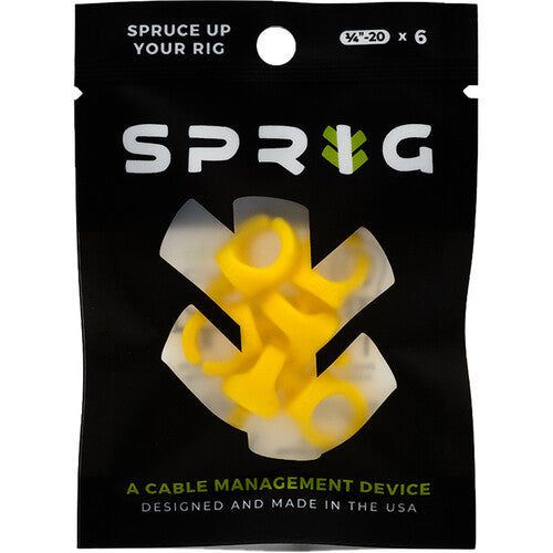 Sprig Cable Management Device for 1/4"-20 Threaded Holes (6-Pack, Yellow)