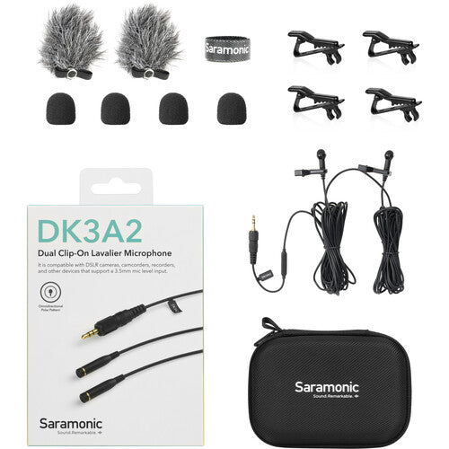 Saramonic DK3A2 Dual Mini Omnidirectional Lavalier Microphone with Locking 3.5mm TRS