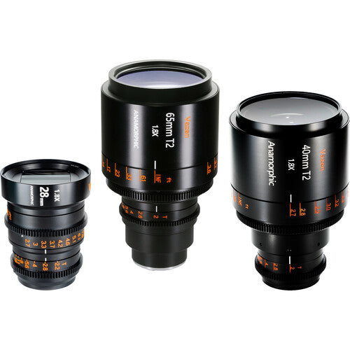Vazen 28, 40, 65mm 1.8x Anamorphic Lens Bundle with Case (RF Mount, Amber)