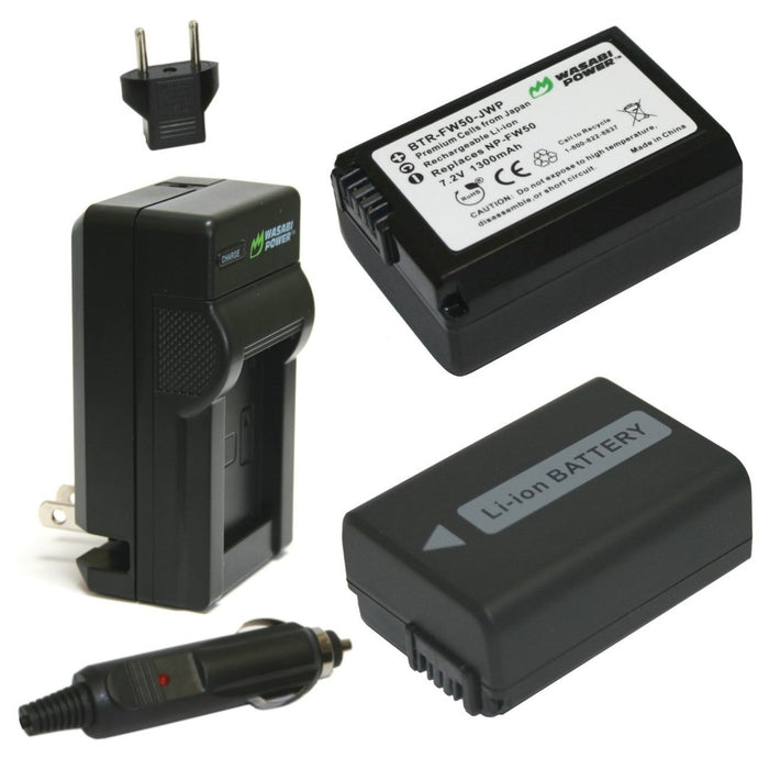 Wasabi Power Battery (2-Pack) and Charger for Sony NP-FW50