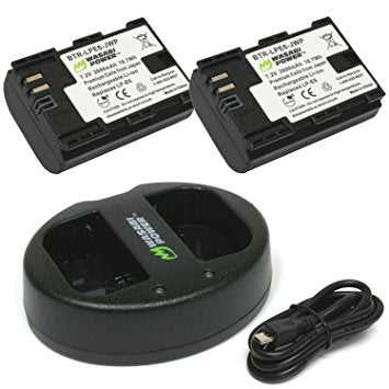 Wasabi Power Battery (2-Pack) and Dual Charger for Canon LP-E6/LP-E6N