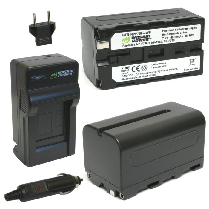 Wasabi Power Battery (2-Pack) and Charger for Sony NP-F730, NP-F750, NP-F760 and NP-F770