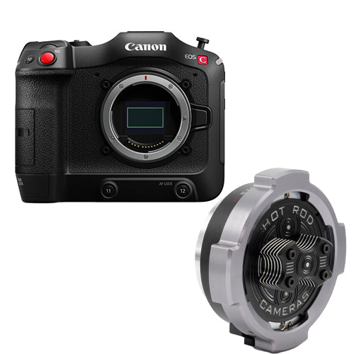 Canon EOS C70 Cinema Camera (RF Lens Mount) with Hot Rod Cameras PL to RF Mount Adapter (Mark II)