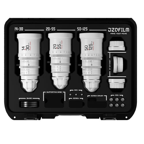 DZOFilm Pictor T2.8 Super35 Zoom 3-Lens Kit with Case (PL & EF Mount, White)