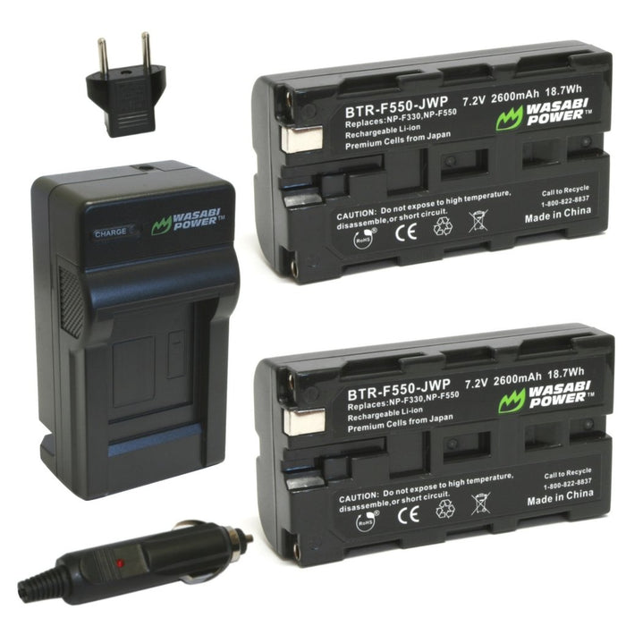 Wasabi Power Battery (2-pack) and Charger for Sony NP-F330, NP-F530, NP-F550, NP-F570