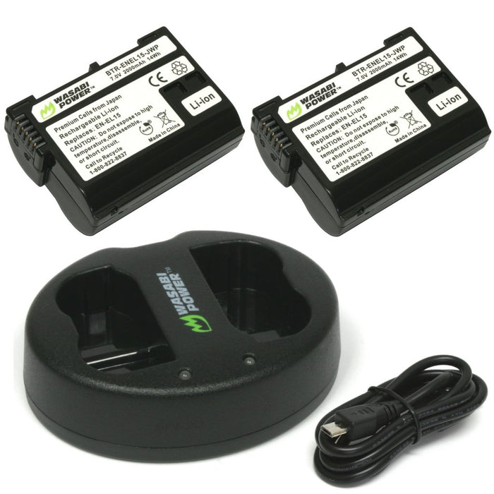 Wasabi Power Battery (2-PACK) and Dual Charger For Nikon EN-EL15