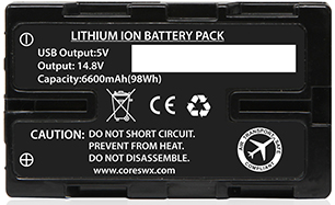 Core SWX Nano-U98 14.8V Battery with D-Tap for Select Sony Camcorders