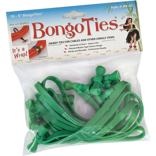 BongoTies Standard 5" Elastic Cable Ties (10 Pack) - Green