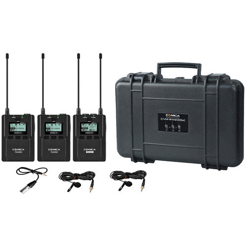 Comica Audio CVM-WM200A Camera-Mountable Dual Transmitter UHF Wireless System with Lavalier Mics (520.0 to 548.5 MHz, 550.0 to 578.5 MHz)