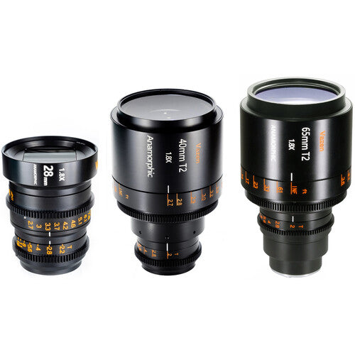 Vazen 28, 40, 65mm 1.8x Anamorphic Lens Bundle with Case (MFT Mount)
